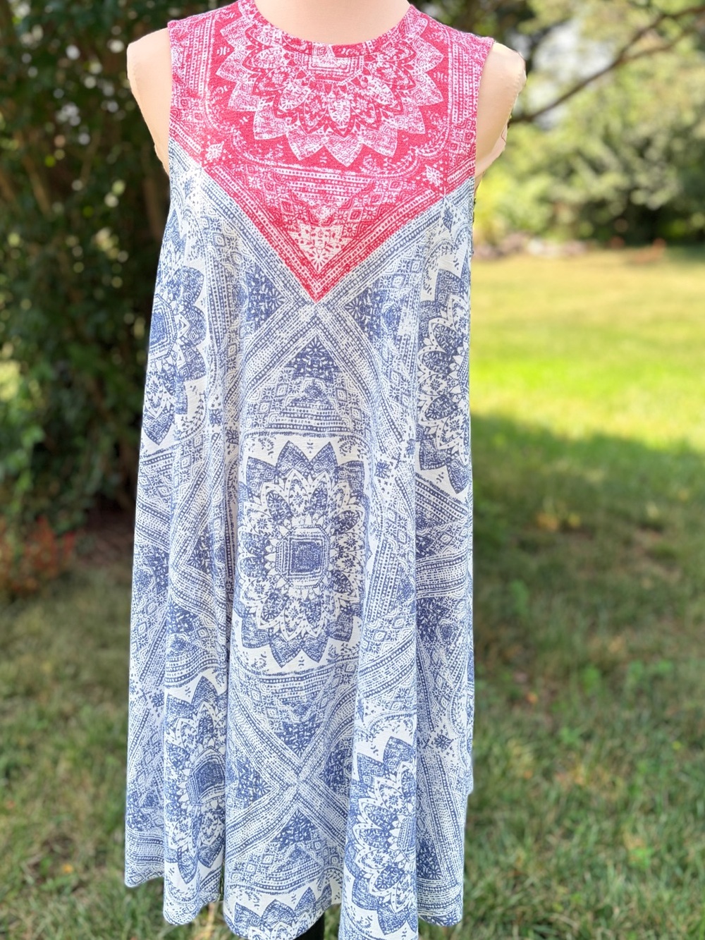 Sonoma Goods for Life MED Sleeveless Dress red white blue Americana summer sun